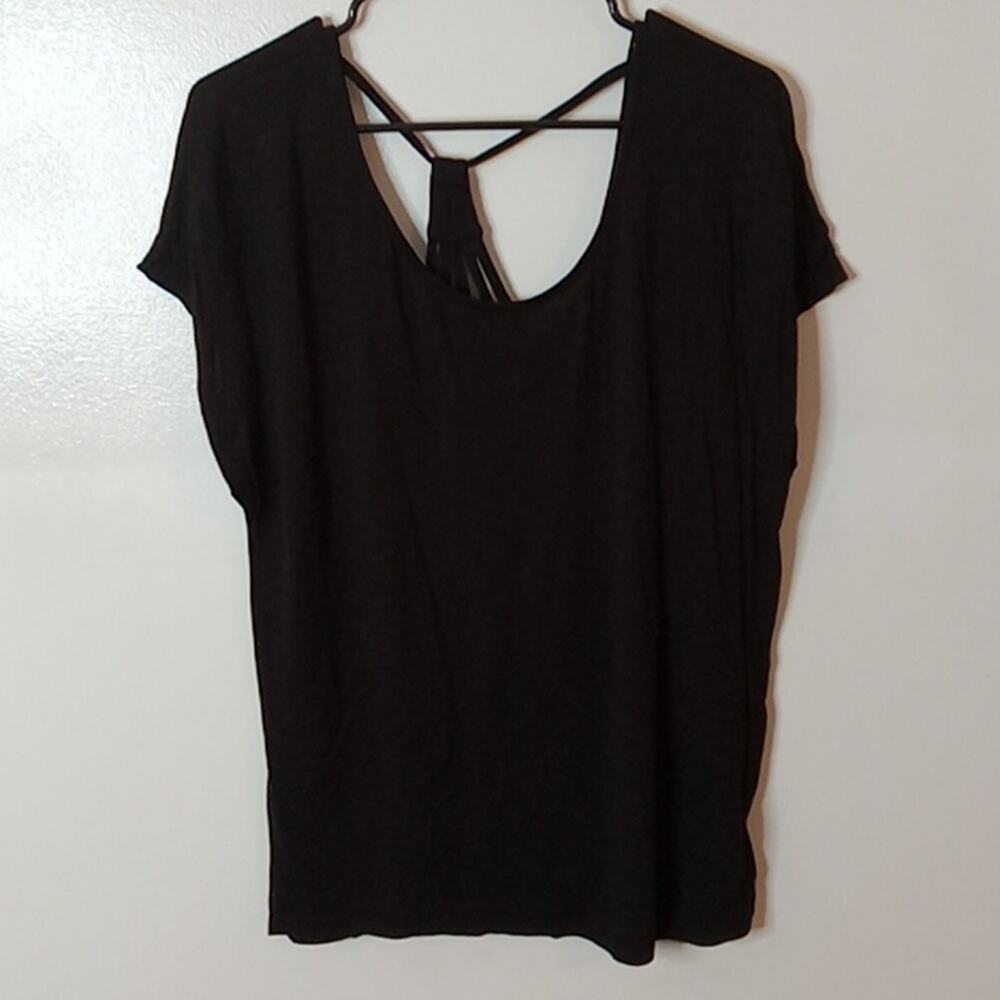 Lascana black women's size 14 short sleeve knit blouse.